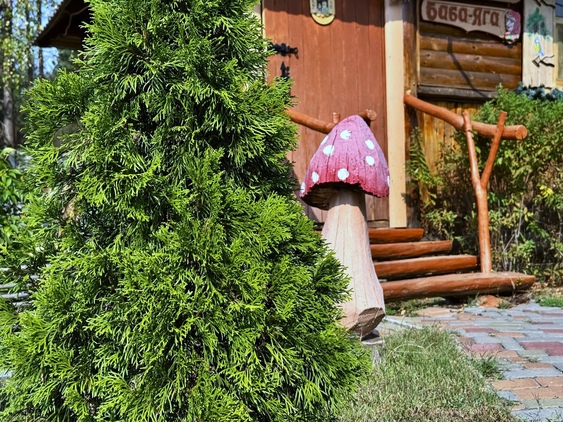 фото деревянного домика Хижина Бабки-Ёжачки (летний вариант) эко-усадьбы На деревне у Дедушки